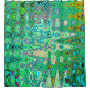 Abstract Colourful Green Wavy Mosaic Retro