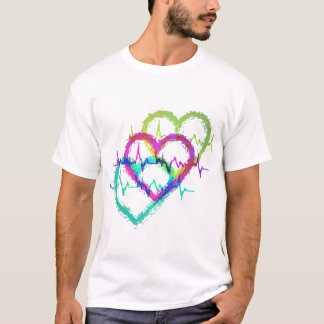 Abstract Colourful Heart Design T-Shirt