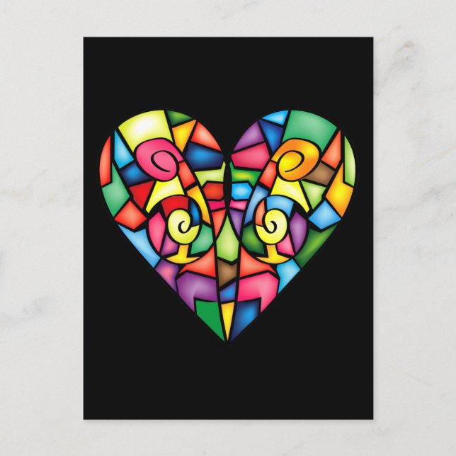 Abstract colourful heart postcard (Front)