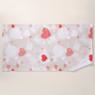 Abstract Colourful Hearts Pattern Beach Towel