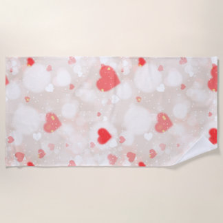 Abstract Colourful Hearts Pattern Beach Towel