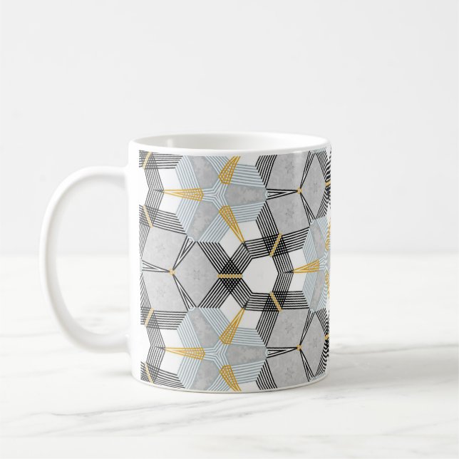 Abstract colourful hexagon square geometric seamle coffee mug (Left)