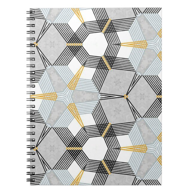 Abstract colourful hexagon square geometric seamle notebook (Front)