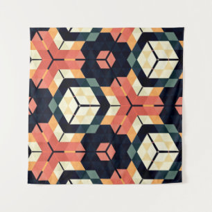 Abstract colourful hexagon square geometric seamle tapestry