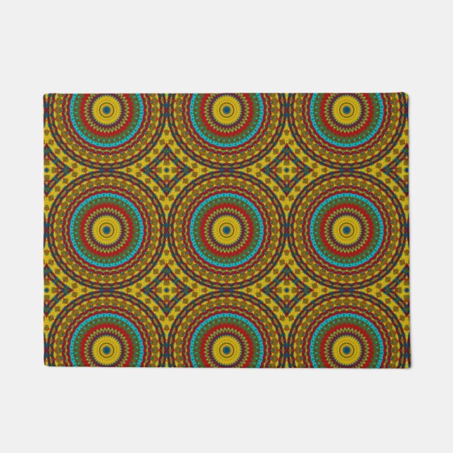  Abstract Colourful Hippie Cool Boho Pattern Triba Doormat (Front)