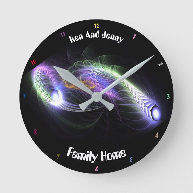 Abstract colourful jelly fish funky cool looking round clock (Front)