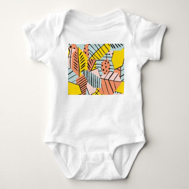 Abstract colourful leaves, nature pattern. baby bodysuit (Front)