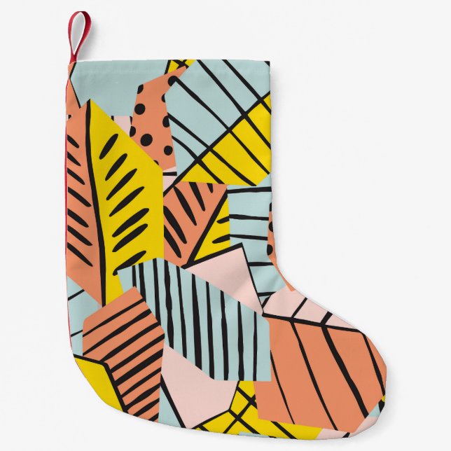 Abstract colourful leaves, nature pattern. small christmas stocking (Front)