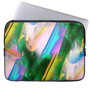 Abstract colourful leaves with psychedelic style laptop sleeve