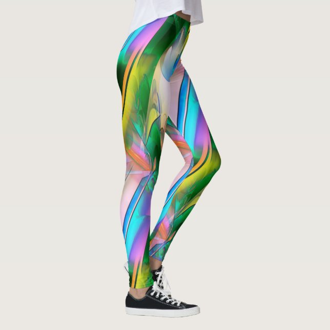 Abstract colourful leaves with psychedelic style   leggings (Right)