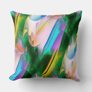 Abstract colourful leaves with psychedelic style   throw pillow