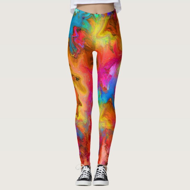 abstract colourful leggings (Front)