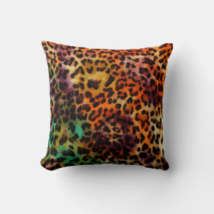 abstract colourful leopard texture pattern throw pillow