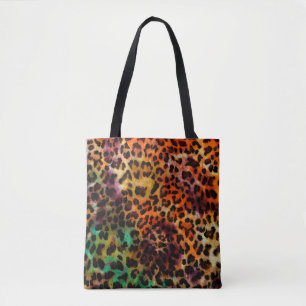 abstract colourful leopard texture pattern tote bag