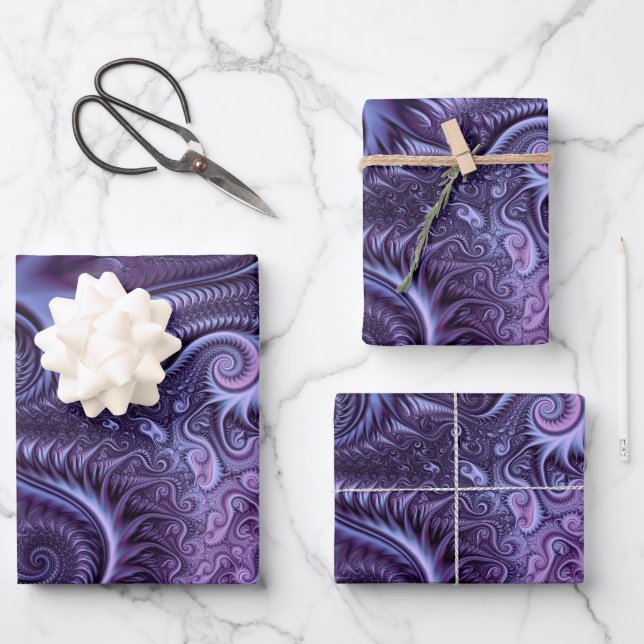 Abstract Colourful Lilac & Violet Spiral Pattern Wrapping Paper Sheet (Front)