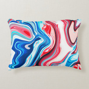 Abstract colourful liquid marble texture accent pillow