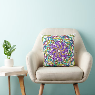 Abstract Colourful Mandala Throw Pillow