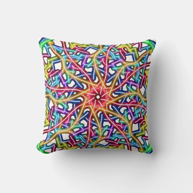 Abstract Colourful Mandala Throw Pillow (Front)