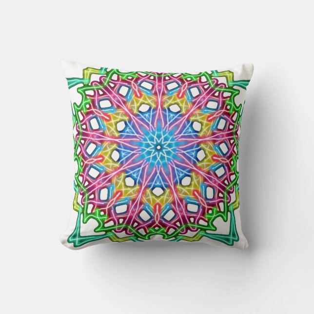 Abstract Colourful Mandala Throw Pillow (Front)