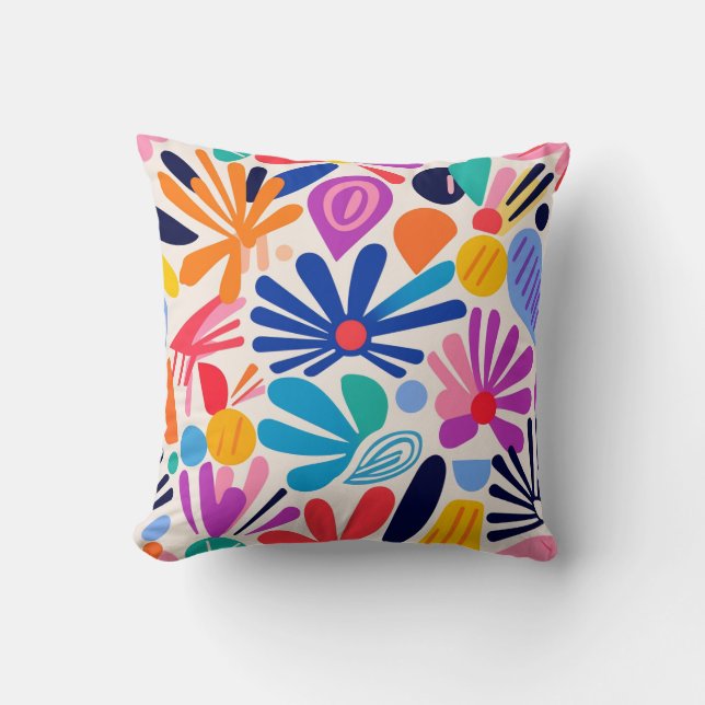 Abstract Colourful Matisse inspired pattern Throw Pillow (Front)