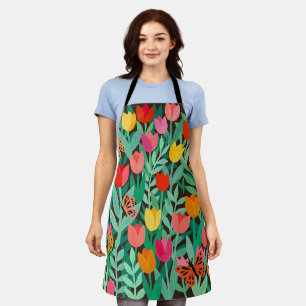 Abstract Colourful Matisse Tulip Butterflies Apron