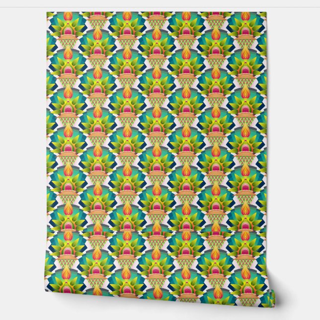 Abstract colourful modern art deco look pattern  wallpaper (Unrolling)