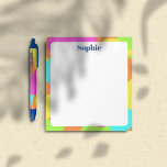 Abstract colourful modern custom name tear away   notepad<br><div class="desc">This is a very colourful abstract modern art. It has beautiful magenta, cyan, yellow, orange, and green colours creating free shapes in the background. It is a personalized design, so you can add your own name. The name font is in contrasting nice deep blue colour. Get yourself one and add...</div>