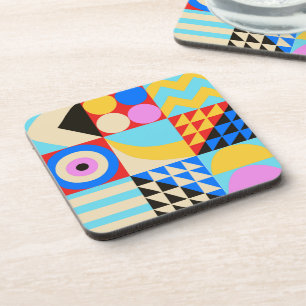 Abstract Colourful Modern Geometric Coaster