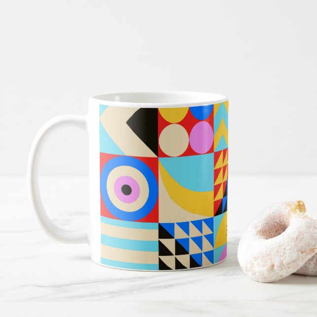 Abstract Colourful Modern Geometric Editable Mug (With Donut)