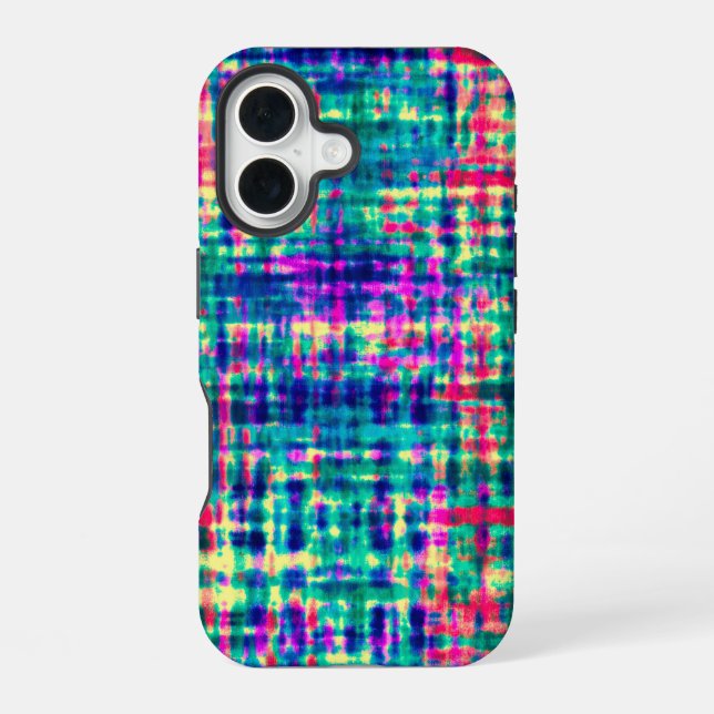 Abstract Colourful Modern Tie Dye Pattern iPhone 16 Case (Back)
