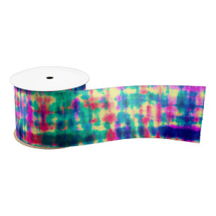 Abstract Colourful Modern Tie Dye Pattern Satin Ribbon