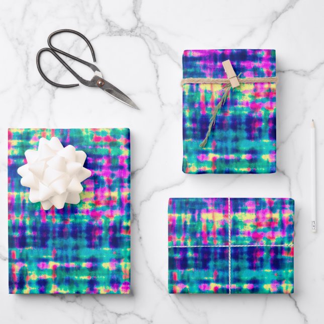 Abstract Colourful Modern Tie Dye Pattern Wrapping Paper Sheet (Front)