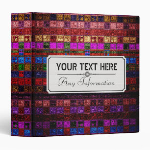 Abstract Colourful Mosaic Look Leather #11 Binder