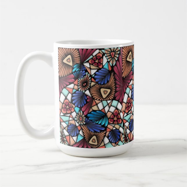 Abstract Colourful Mosaic Pattern Ceramic Coffee M Mug (Left)