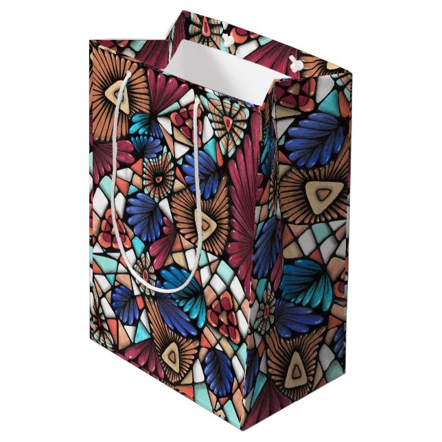 Abstract Colourful Mosaic Pattern Gift Bag (Back Angled)