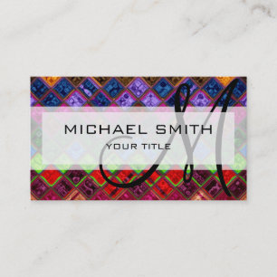 Abstract Colourful Mosaic Pattern Monogram #5 Business Card