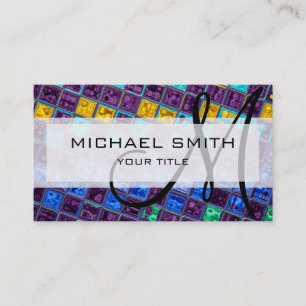 Abstract Colourful Mosaic Pattern Monogram #9 Business Card