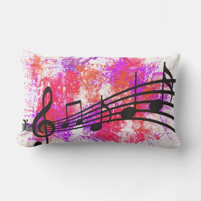 Abstract Colourful Music Notes Lumbar Pillow (Front)