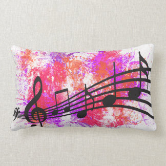 Abstract Colourful Music Notes Lumbar Pillow