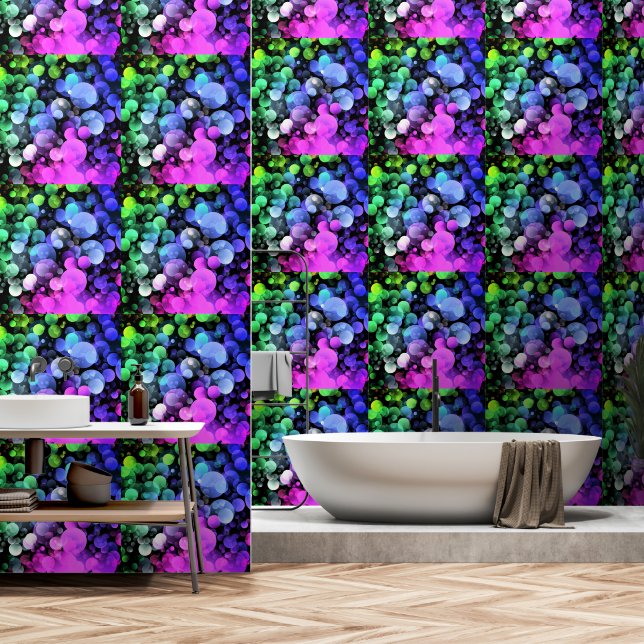 Abstract Colourful Neon Art Colours Wallpaper (Bathroom)