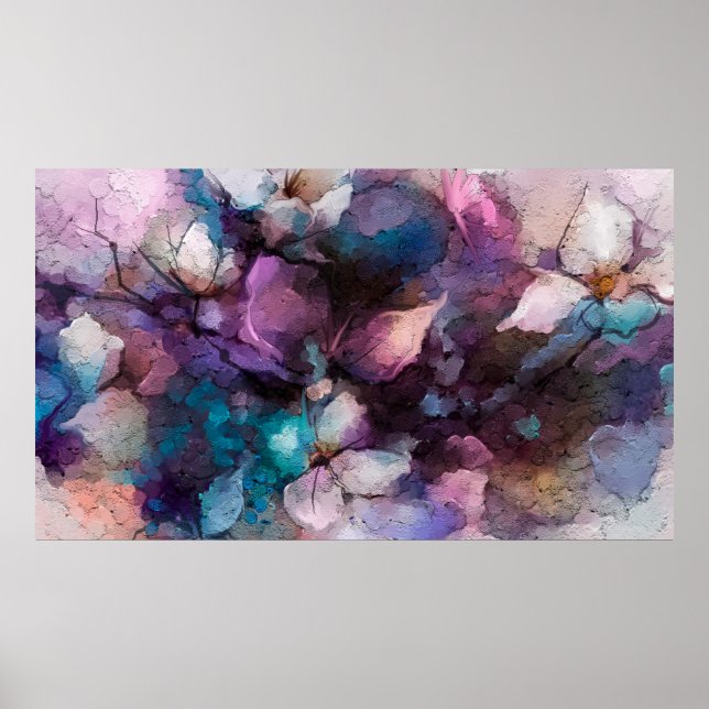 Abstract colourful oil, acrylic painting of spring poster (Front)