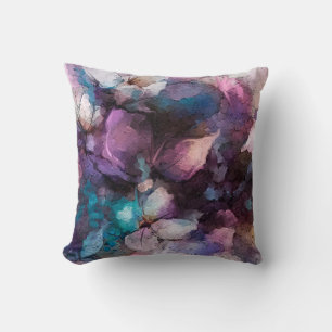 Abstract colourful oil, acrylic painting of spring throw pillow