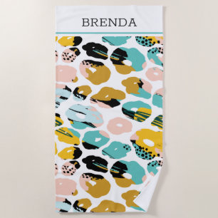 Abstract colourful organic shapes pattern beach towel