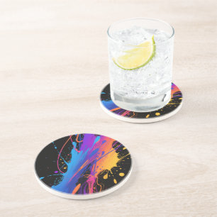 Abstract Colourful Paint Splatter Background Coaster
