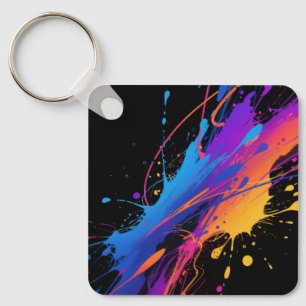 Abstract Colourful Paint Splatter Background Keychain