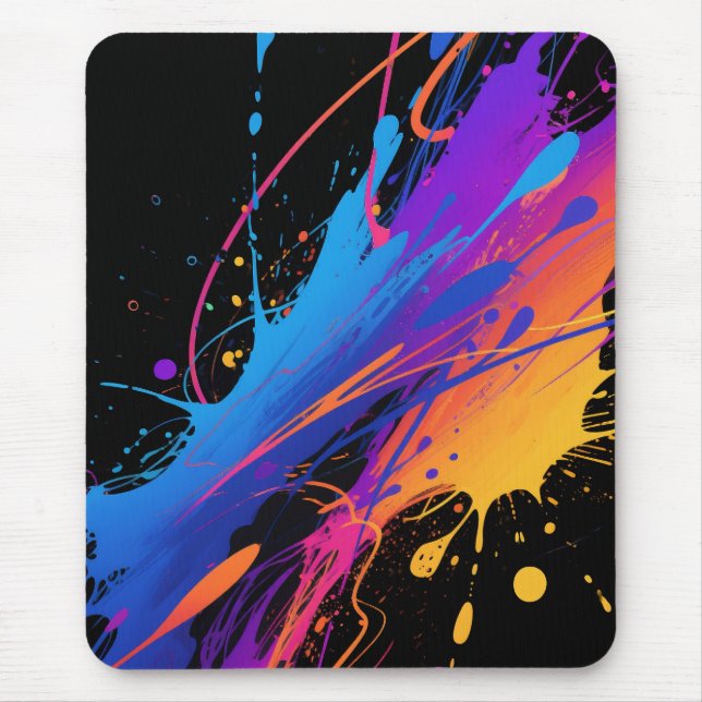 Abstract Colourful Paint Splatter Background Mouse Pad (Front)