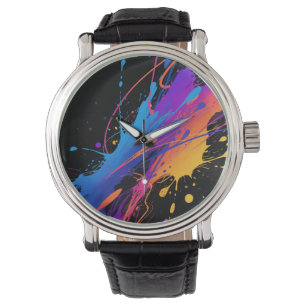 Abstract Colourful Paint Splatter Background Watch