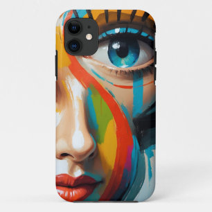 Abstract Colourful Painted Face iPhone 11 Case