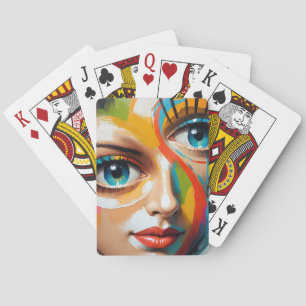 Abstract Colourful Painted Face Playing Cards