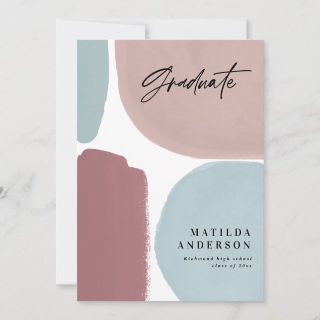 Abstract colourful painted graduation party announcement (Front)